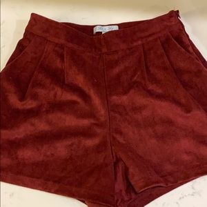 She & sky red velvet shorts